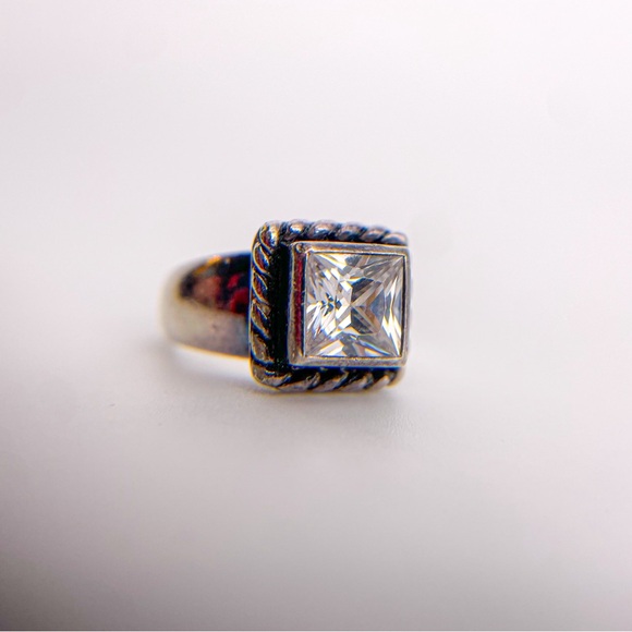 Silpada Sterling 925 Silver Elizabeth CZ Braided Rope Frame Ring. Size 6. - Picture 8 of 11